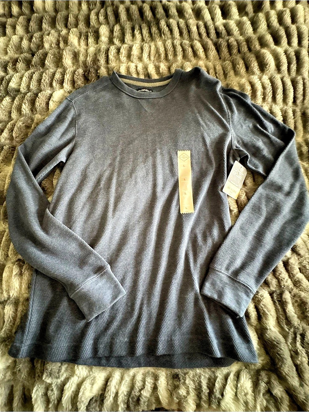 Thermal Crewneck Shirt Navy Large
